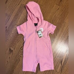 Canadiana Infants Pink Fleece Hooded Romper One Piece Canada‎ Graphic 18-24M NEW